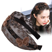 发箍韩国宽边蝴蝶结遮白发带，齿妈妈网红蕾丝，发带压发卡发夹头箍女