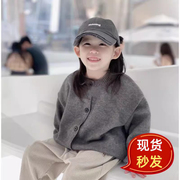 韩国儿童毛衣外套2024年男女童洋气开衫儿童亲子针织衫母子装