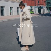 RIXO EXIT法式派克羽绒棉服中长款过膝上衣冬季大毛领外套女