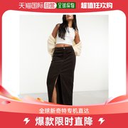 香港直邮潮奢 ASOS 女士设计灯芯绒长款巧克力色半身裙