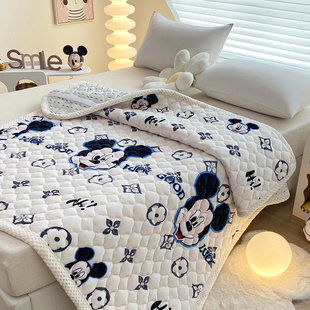 A类迪士尼牛奶绒床褥子床垫软垫褥保暖毛毯儿童防滑加厚床单