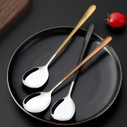 2支装 韩式勺子316不锈钢长柄汤勺餐具家用调羹儿童饭勺套装ins风