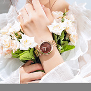 防水腕表花型简约水钻钢带手表，女士手表石英表时尚白色国产腕表