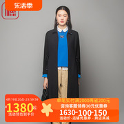 FISHING大衣女2023系带过膝长款绣花羊毛呢外套显瘦FGFD3226