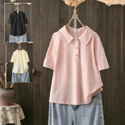 夏季大码200斤韩版小个子短袖t恤女设计感小众Polo领辣妹减龄上衣