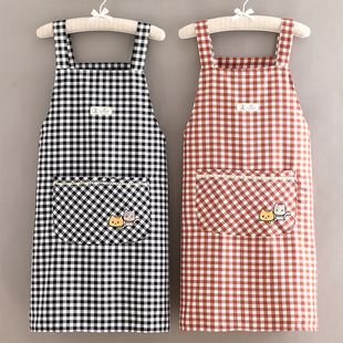 简约韩版双层布料围裙家用厨房餐饮专用工作服女透气耐磨做饭围腰