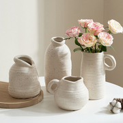 简约现代粗陶花瓶摆件干花鲜花，插花陶瓷花器创意，家居室内艺术装饰
