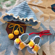 rlk宝宝鞋子帽子婴儿套装diy材料，包手工(包手工)钩针，编织牛奶棉毛线送教程