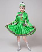 儿童演出服少数民族服装女童，蒙古服装草原，蒙族服表演服连衣裙套