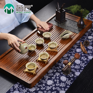 茗匠茶具设计师款乌金石重竹茶盘茶海竹制高端整块排水茶台高密度
