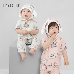 lemishue乐咪鼠亲子装母女装，2023夏季婴儿，套装薄款宝宝家居服