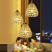 led餐厅灯吊灯三头现代简约水晶餐吊灯单头个性吧台餐桌饭厅