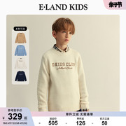 eland kids衣恋童装冬季男童简约圆领羊毛刺绣针织衫毛衣