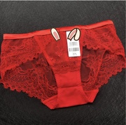 伊160码大红色蕾丝刺绣中低腰小裤舒适性感