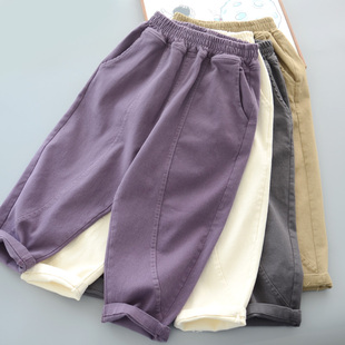 春季儿童设计感休闲裤，男童女童拼接简约长裤纯棉舒适裤子