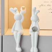 卡通可爱吊脚兔子置物架摆件创意家居客厅玄关酒柜房间桌面装饰品