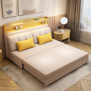 科技布北欧沙发床两用储物多功能可折叠客厅小户型双人实木沙发