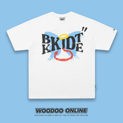 天使翅膀 WOODOO 设计师品牌 美式小众设计涂鸦字母圆领 男女T恤