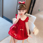2023夏季娃娃领蝴蝶结，连衣裙公主时尚可爱洋气，时髦儿童甜美