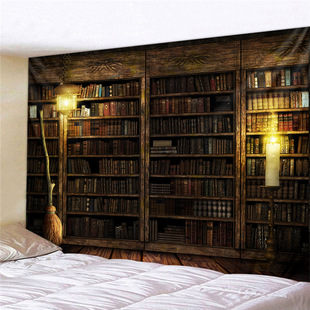 哈利波特床头宿舍卧室客厅墙壁装饰挂毯装饰背景布邓布利多书架