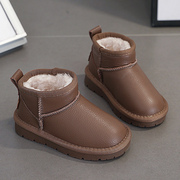 儿童防水雪地靴2023冬季加绒加厚男童短靴，女童宝宝大棉鞋保暖
