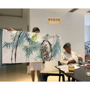临摹刘文西字画四尺横幅竹子手绘名人字画国画收藏办公室装饰证书