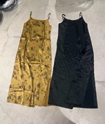 k牌女款黑色姜黄色(姜黄色，)醋酸吊带，连衣裙加长款宽松版高品质