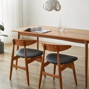 北欧餐桌家用小户型樱桃木白橡木家具约原木实木餐桌椅组合