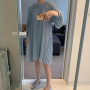 2023年春装孕妇装长袖雪纺连衣裙娃娃裙蓝色韩版气质减龄孕妈裙子