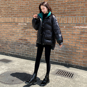 羽绒服女短款2023年冬季韩版黑色亮面显瘦加厚白鸭绒(白鸭绒)外套