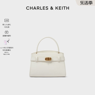 CHARLES＆KEITH春夏女包CK2-50270880小号金属扣带饰手提单肩包