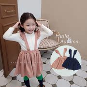 peachpie韩国童装2022秋女孩儿童可爱休闲百搭背带裙宝宝短裙