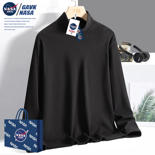 NASA GAVK2023秋季长袖薄款男女同款情侣圆领潮牌修身印花卫衣男