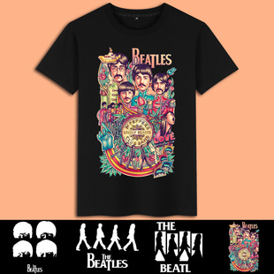 摇滚英国The Beatles 披头士甲壳虫乐队短袖T恤宽松纯棉大码衣服