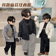 男童西装外套单件冬季韩版加厚儿童，休闲小西服男孩宝宝夹棉上衣潮