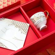 龙凤和乐咖啡杯套装年货礼盒结婚礼物商务一杯一碟骨瓷