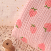 草莓樱桃泡泡双层纯棉布料，森系连衣裙制衣童装，宝宝服装睡裙面料