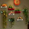 复古工业风铁艺壁挂花篮，餐厅挂件仿真绿植，创意墙上装饰品墙面挂饰