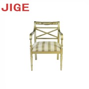 jige欧式新古典(新古典)乡村，实木餐椅单人雕花椅子别墅原木成人