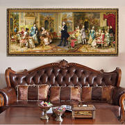 高清仿真油画欧式客厅横版装饰画现代酒店玄关过道壁画宫廷人物画