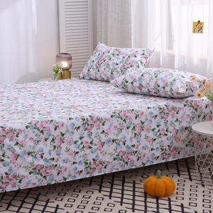 巴黎玫瑰浪漫纯棉床单单件，100全棉斜纹被单，1.21.51.82.0米床花卉
