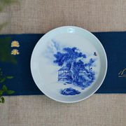 景德镇陶瓷仿古手工手绘壶承茶具，茶台果盘青花，山水干泡盘杯壶垫