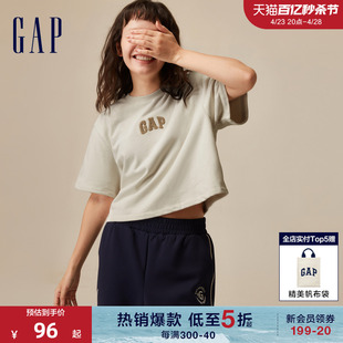 gap女装春夏logo潮流学院风，运动短袖t恤高级时尚休闲上衣857731