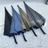 高品质 德国120大伞面纯色黑胶半自动直柄伞成人男女双人晴雨伞