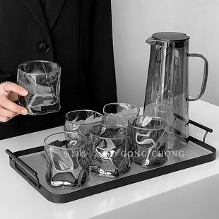 轻奢高颜值扭扭水杯子套装家用待客厅大容量冷水壶杯具玻璃杯茶杯
