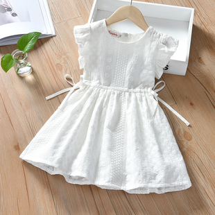 宝宝公主裙洋气白裙子(白裙子)夏装2024儿童白色，无袖背心裙女童连衣裙