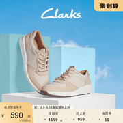 clarks其乐女鞋春秋系带时尚，坡跟舒适百搭休闲运动鞋