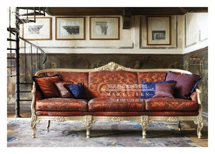 欧式真皮沙发美式轻奢牛皮布艺法式实木雕花简欧组合客厅家具奢华