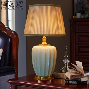 高档美式乡村白色大号陶瓷台灯欧式简约客厅卧室床头样板房台灯