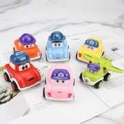 车卡通蛋糕装饰摆件4件6件套粉黄蓝色回力玩具车轨道小火车小男孩